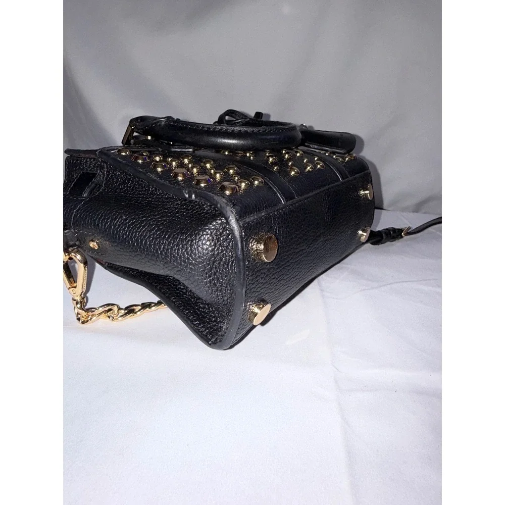 Michael Kors Hamilton Mini Messenger Black Pebbled Leather Studded Crossbody Bag